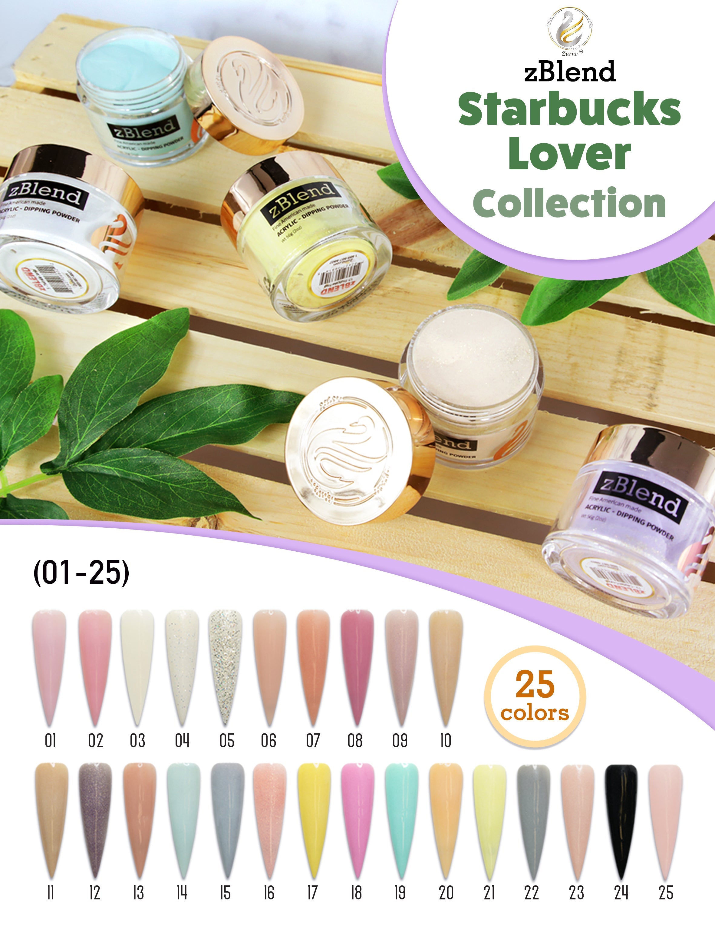 zBlend - zGel - zlacquer | #001 - #025 Starbucks Lover Collection - 25 Colors