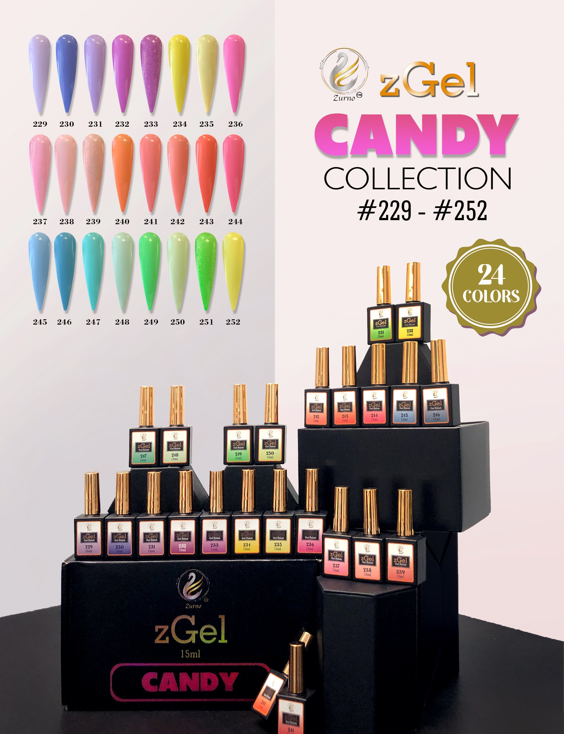 zBlend - zGel - zLacquer | #229 - #252 Candy Collection - 24 Colors