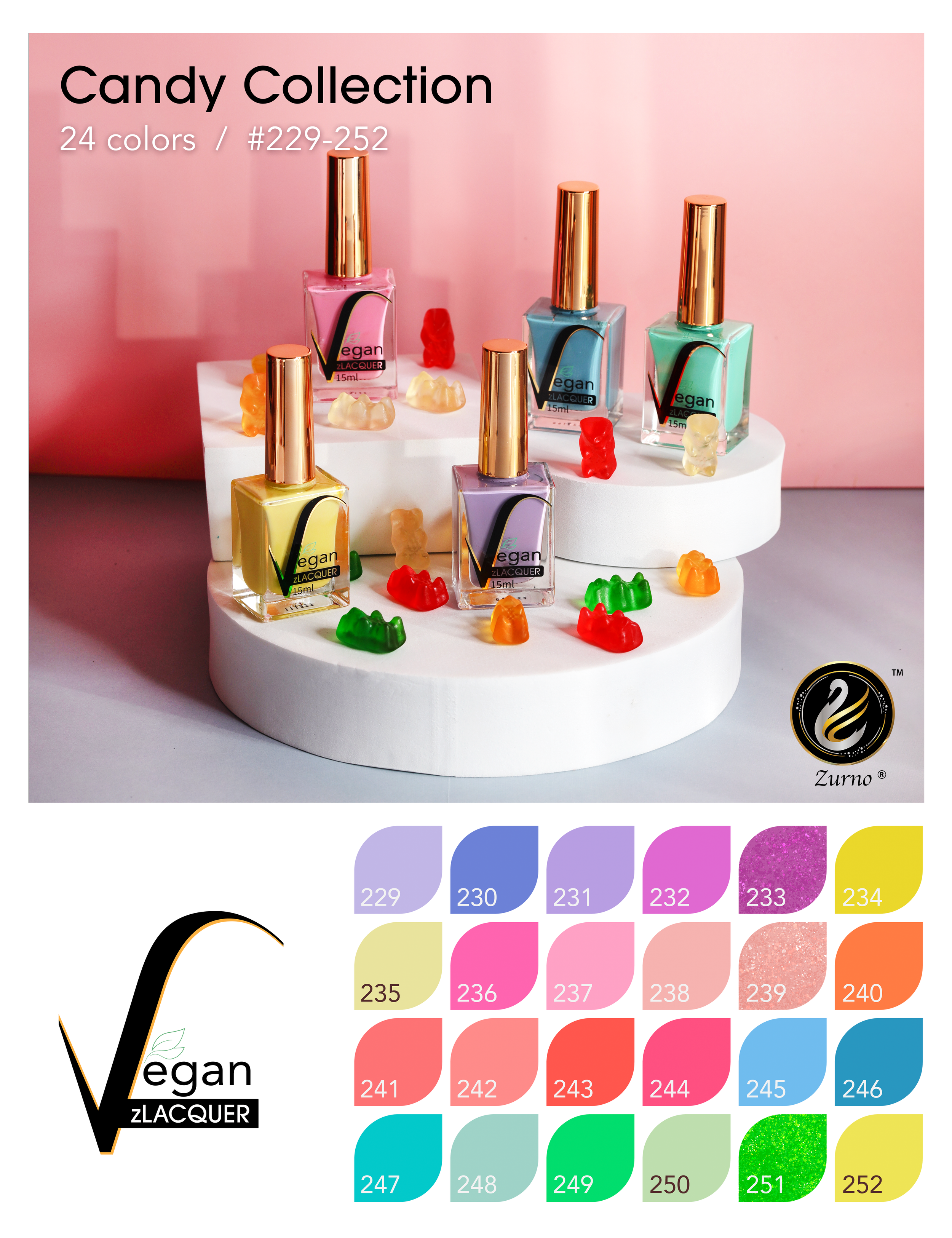 zBlend - zGel - zLacquer | #229 - #252 Candy Collection - 24 Colors