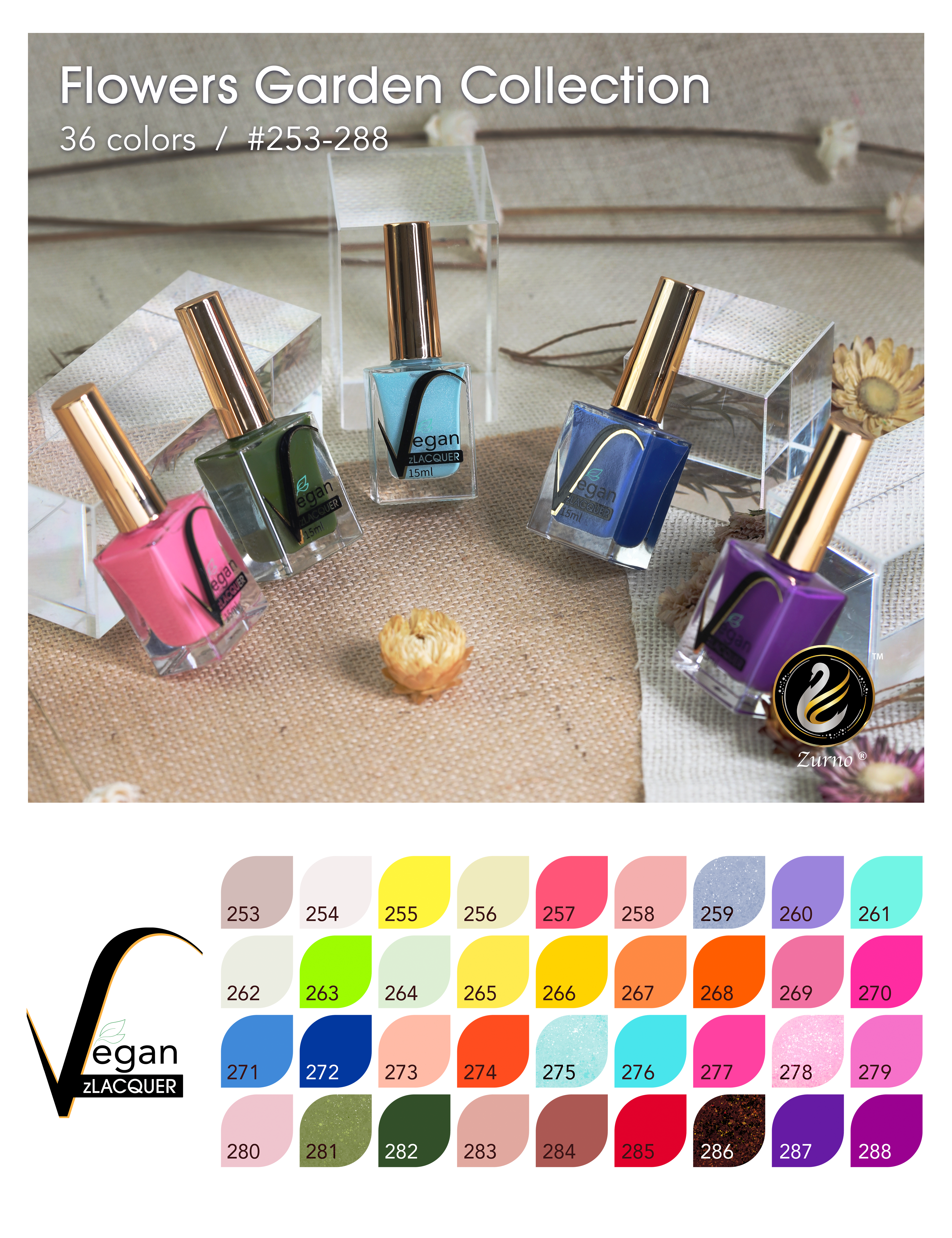 zBlend - zGel - zLacquer | #253 - #288 Flowers Garden Collection - 36 Colors