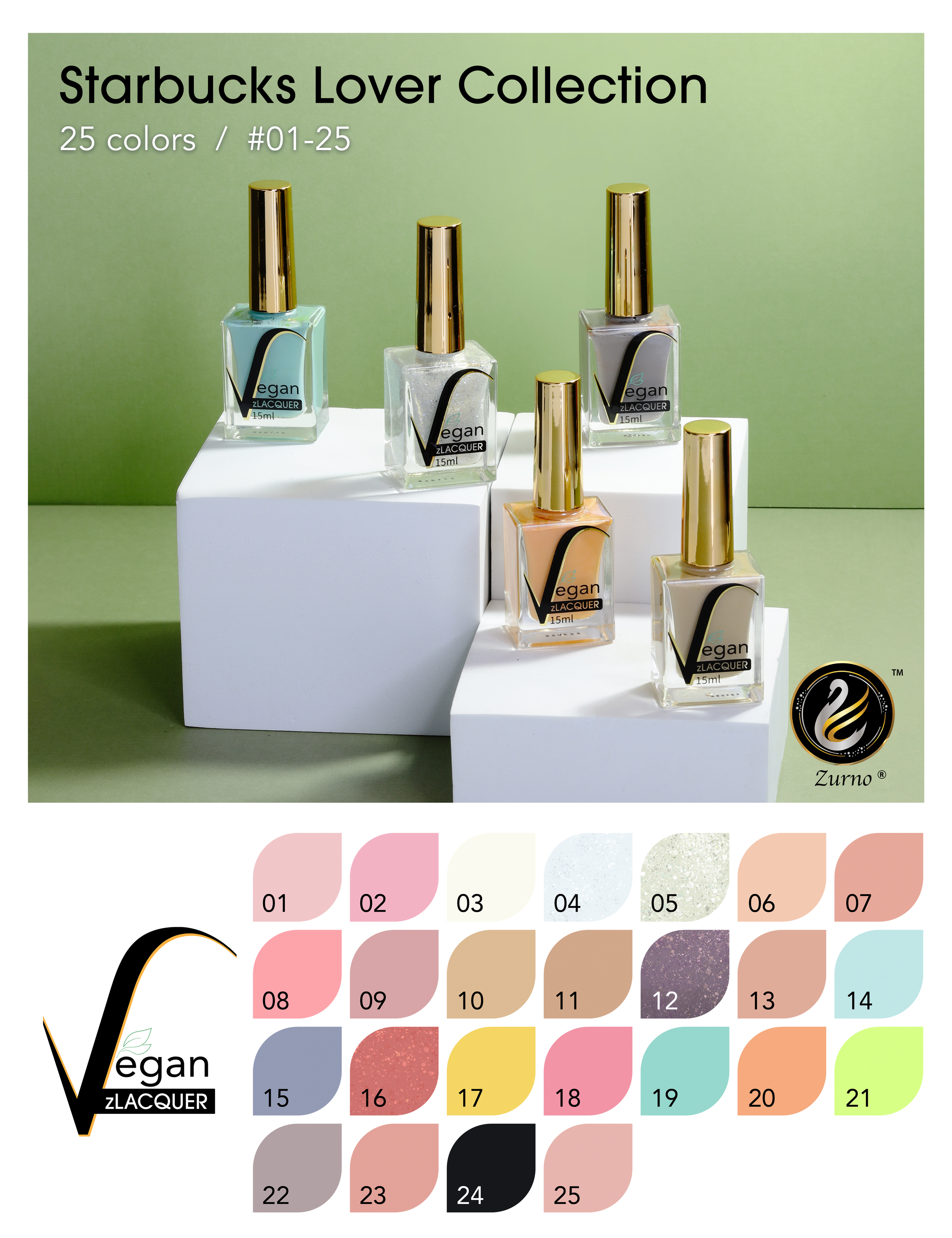 zBlend - zGel - zlacquer | #001 - #025 Starbucks Lover Collection - 25 Colors