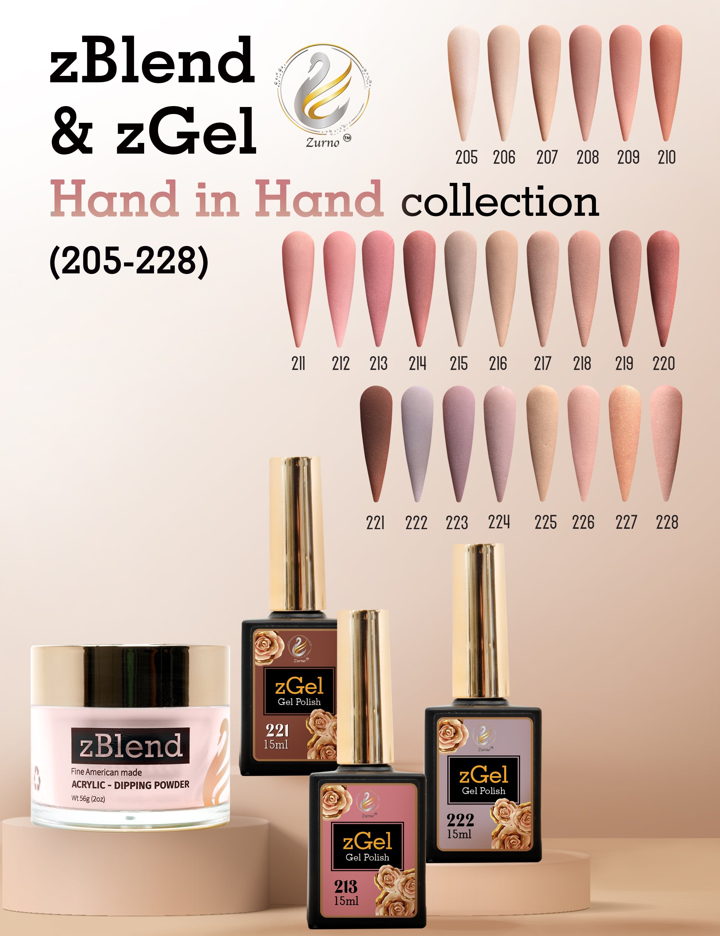 zBlend - zGel - zLacquer | #205 - #228 Hand in Hand Collection - 24 Colors