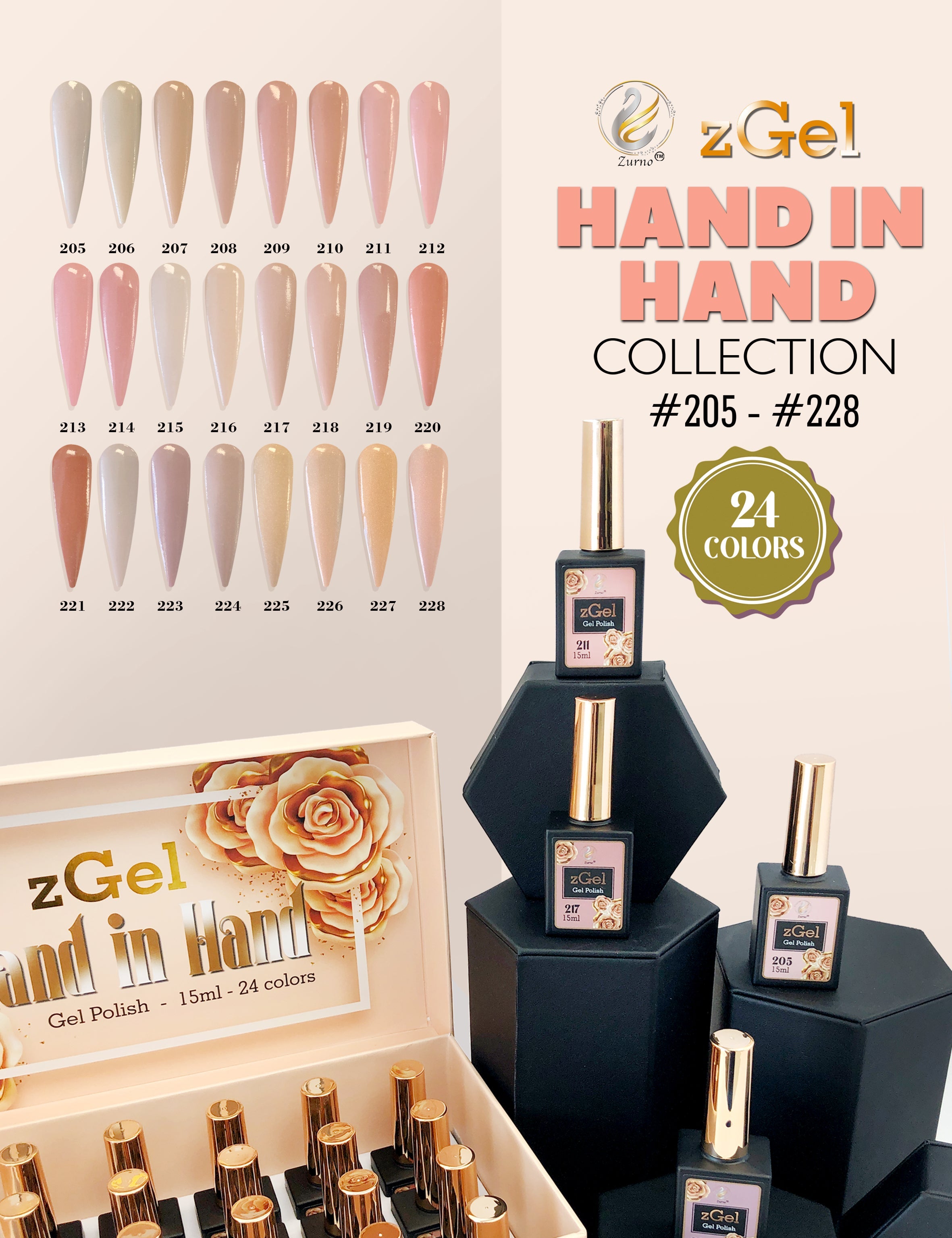 zBlend - zGel - zLacquer | #205 - #228 Hand in Hand Collection - 24 Colors