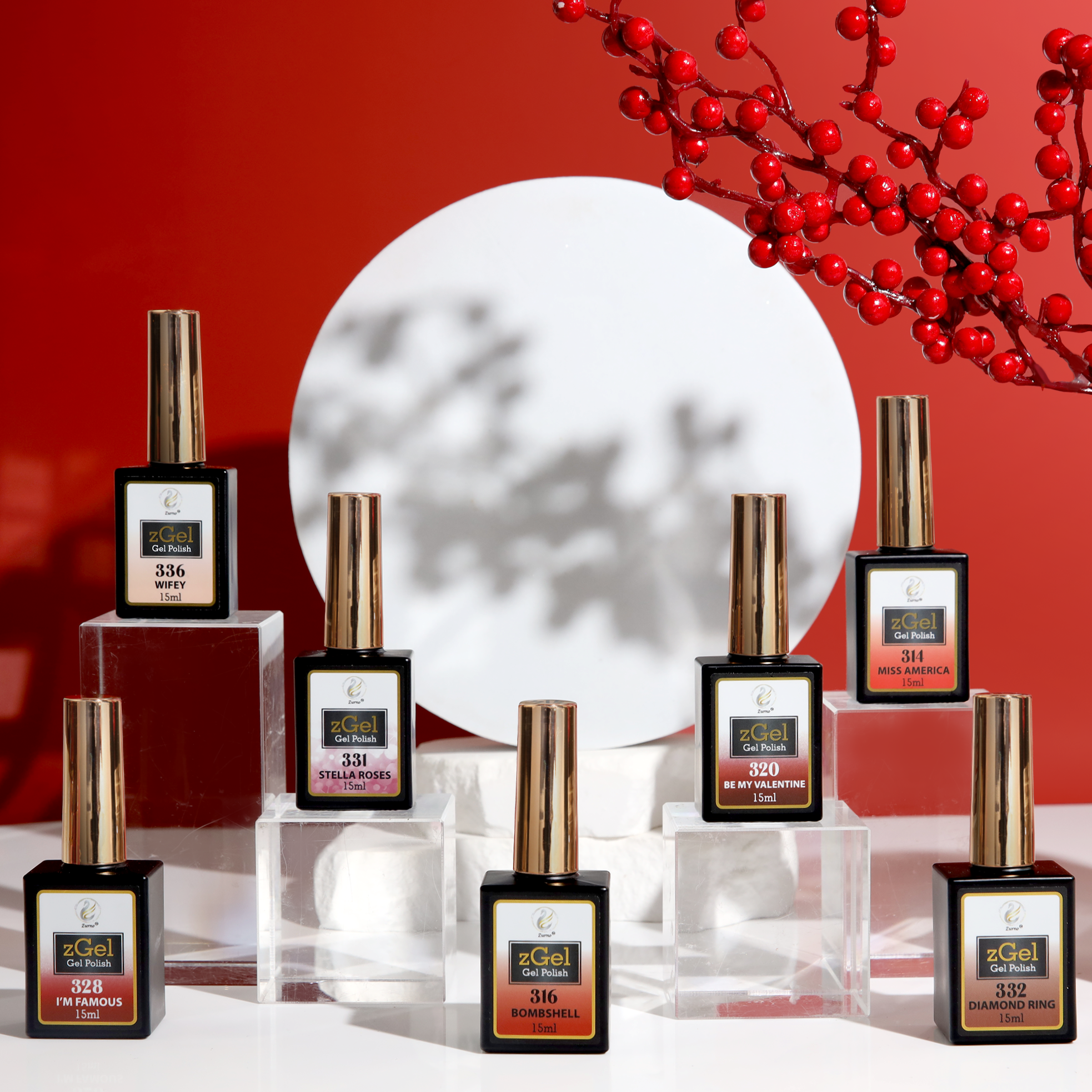 zBlend - zGel - zLacquer | #313 - #336 Lady in Red Collection - 24 Colors