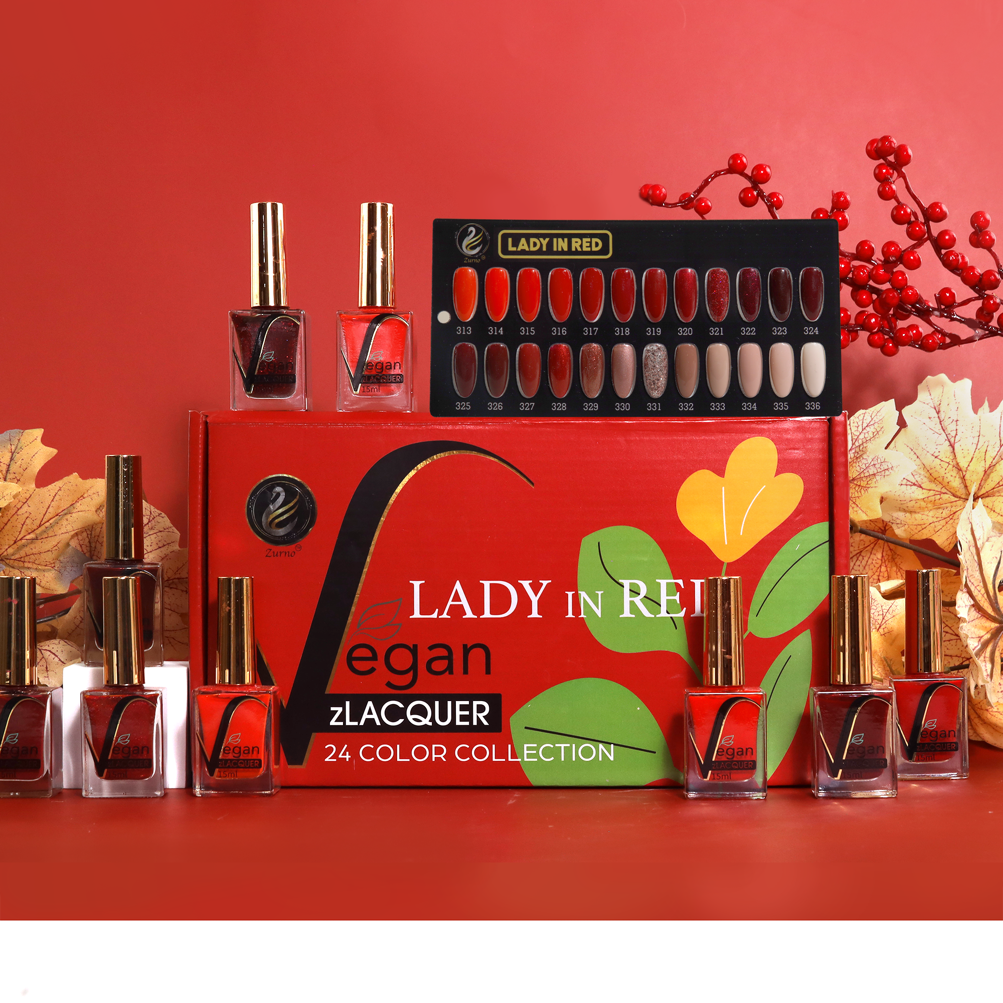 zBlend - zGel - zLacquer | #313 - #336 Lady in Red Collection - 24 Colors