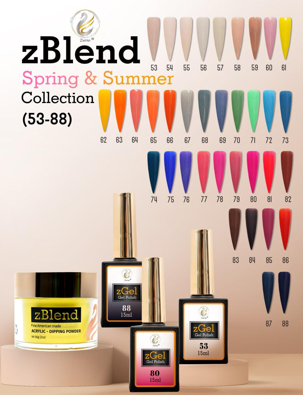 zBlend - zGel - zLacquer | #053 - #088 Spring & Summer Collection - 36 Colors