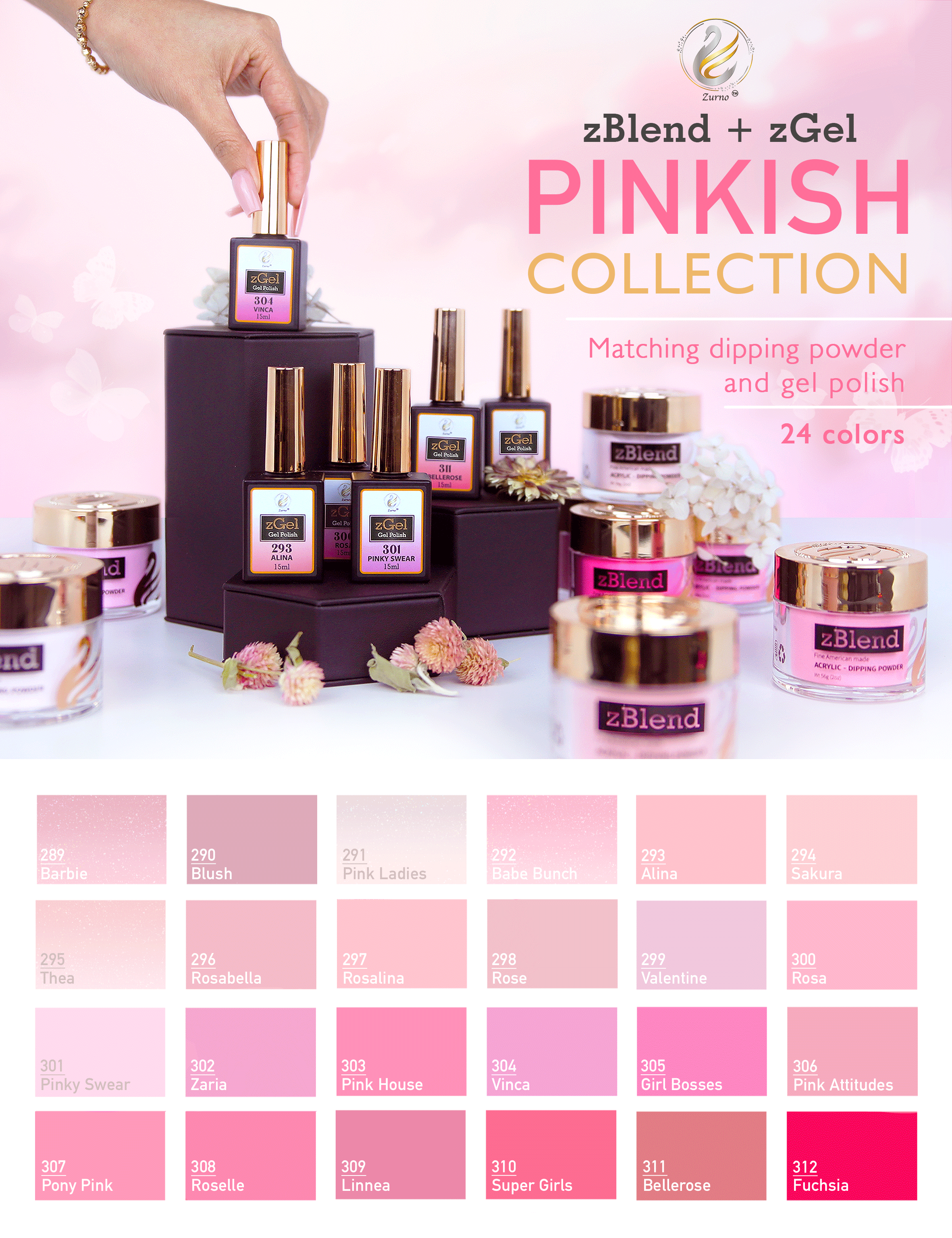 zBlend - zGel - zLacquer | #289 - #312 Pinkish Collection - 24 Colors