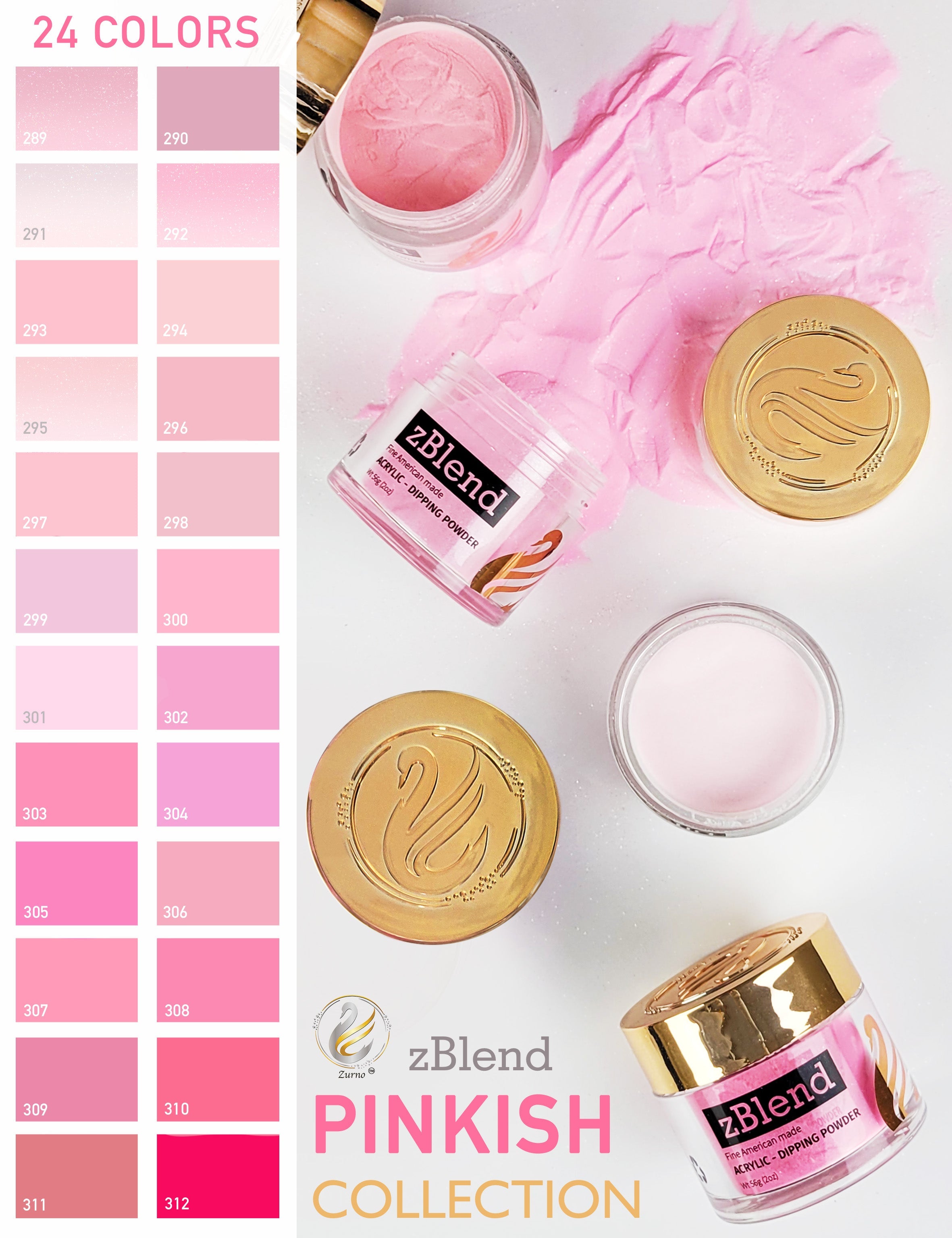 zBlend - zGel - zLacquer | #289 - #312 Pinkish Collection - 24 Colors